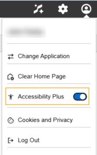 Acessibility toggle menu item with an icon of a man raising his hands